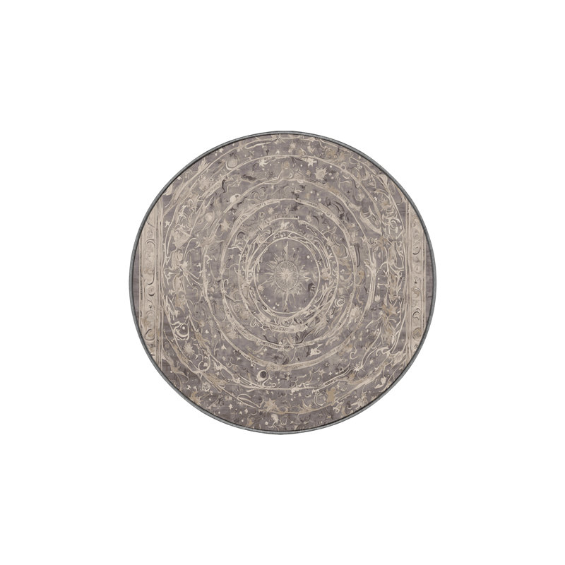 Machine Washable Gray Area Rug, Round 5'