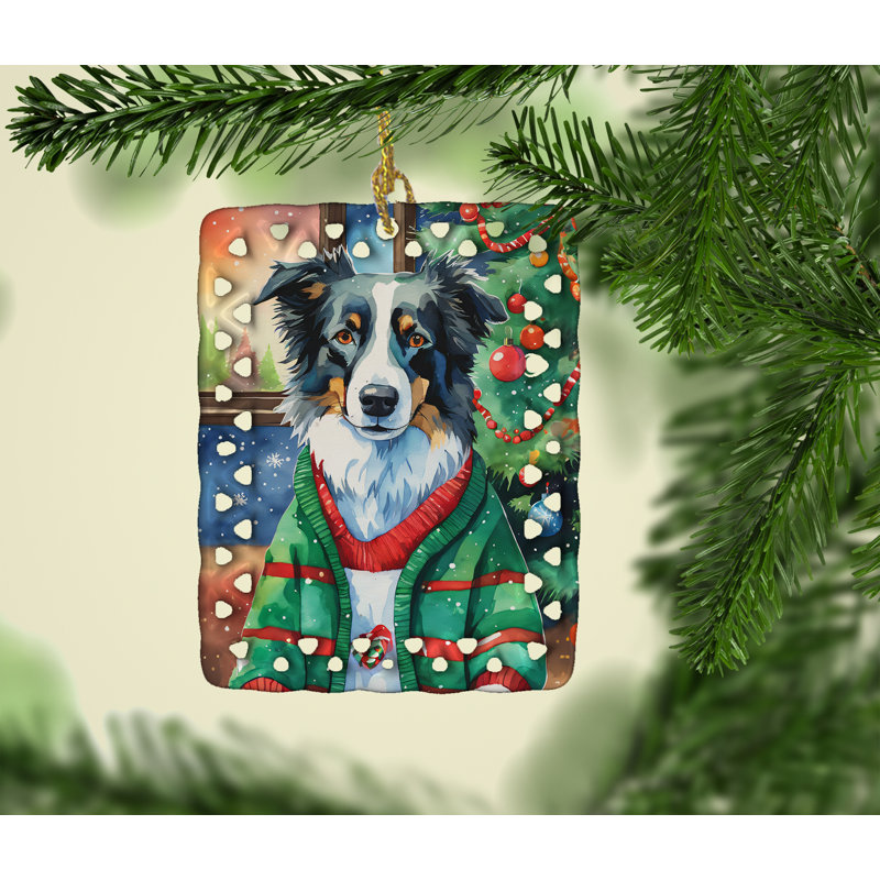 Ornement en porcelaine Border Collie, Border collie 3378