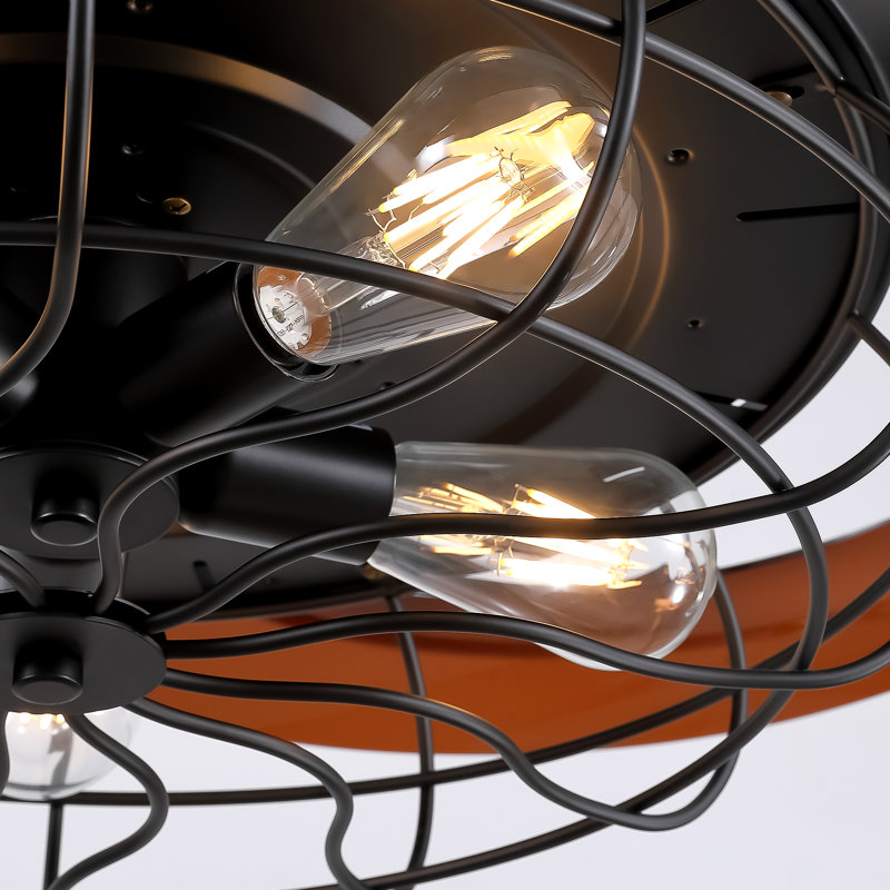 Ventilateur de plafond à pales rétractables 48 po avec télécommande et ensemble d'éclairage inclus Caronni, Noir
