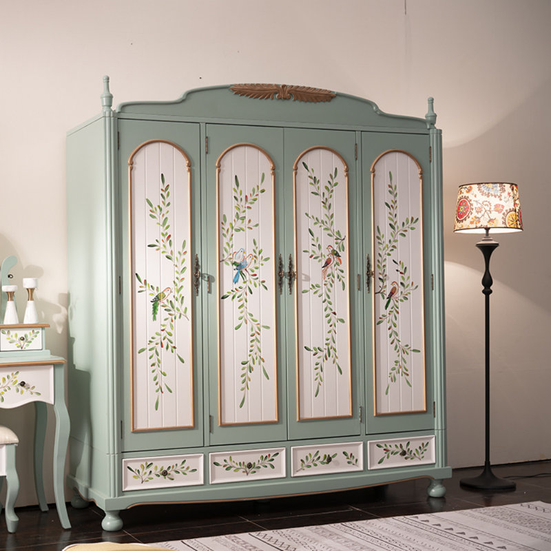 Armoire à quatre portes American Country, Vert foncé