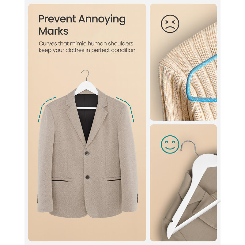 Wood Standard Hanger for Suit/Coat, White, 30