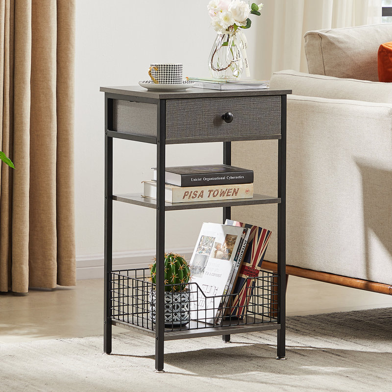 Beom 15.7'' W Metal Nightstand, Gray/Black, Set of 2