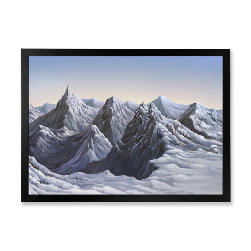 «White Winter Snow Mountain», peinture sur toile, Cadre d'angle fermé noir, H 8 po x l 12 po x P 1 po