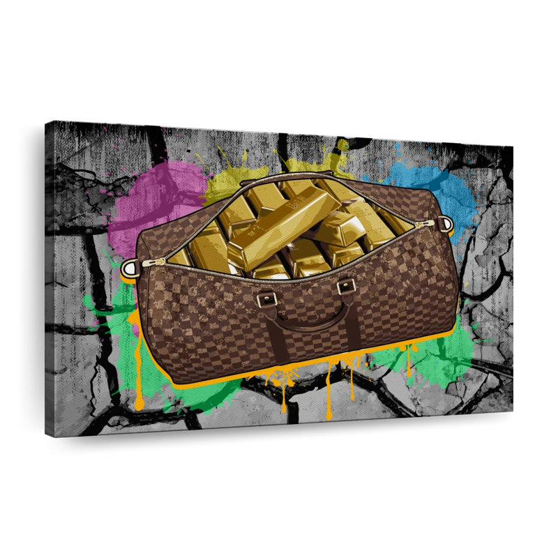 Impression sur toile de lingots d'or, H 16 po x l 24 po x P 1,25 po