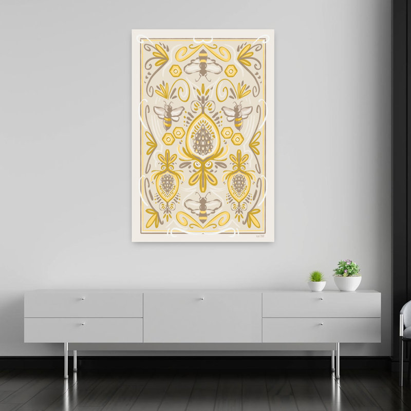 Art contemporain d'abeille bourdon brocart, H 60 po x l 40 po