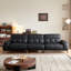Canapé modulaire noir en similicuir-128983265