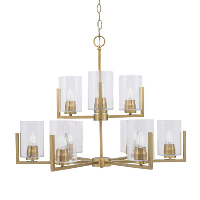 Dayberry 9 Light Uplight Chandelier Shown With 4" Bubble Glass