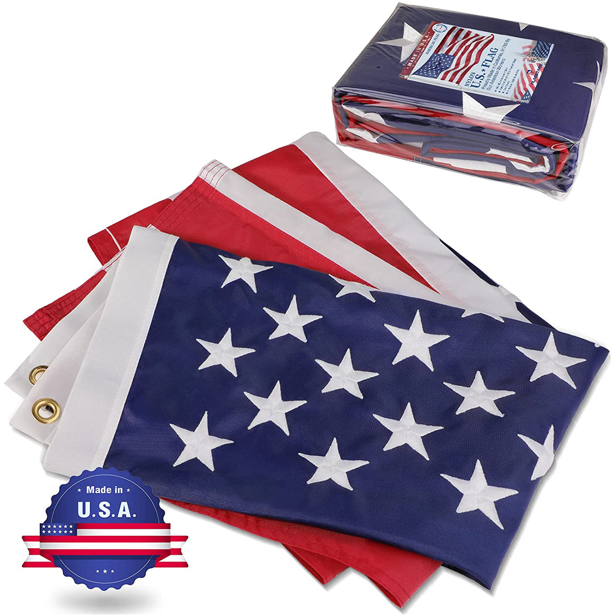 Arlmont & Co. Lynita American Flag Nylon 2-Sided House Flag Embroidered ...