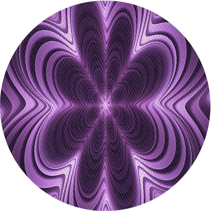 Tapis abstrait en laine mauve, Rond 4 pi