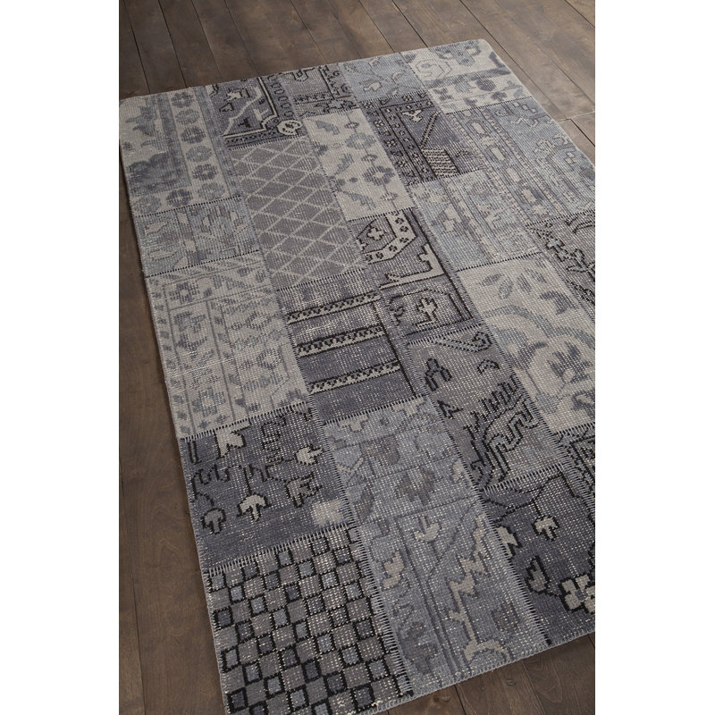 Fusion Wool Abstract Area Rug in Gray, Rectangle 5' x 7'6"