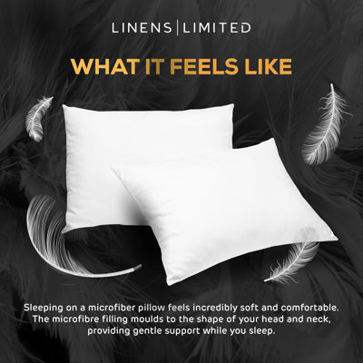 Linens Limited Soft Pillow, Hotel Quality, Luxurious Bounce Back Pillows, Feels Like Down, Firm and Orthopedic Support, Non-Allergenic Microfibre, Machine Washable