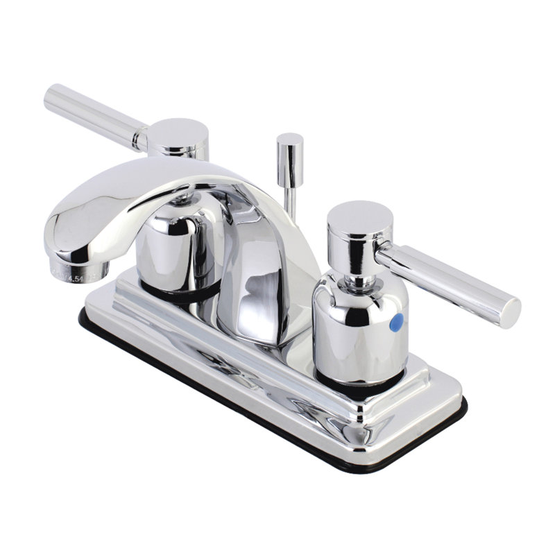 Kingston Brass Concord Two-Handle 3-Hole Deck Mount 4" Centerset Bathroom Faucet with Pop-Up, Polished Chrome, Lever 1