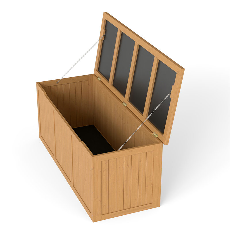 Boîte de rangement en bois massif 112 gallons, Marron clair