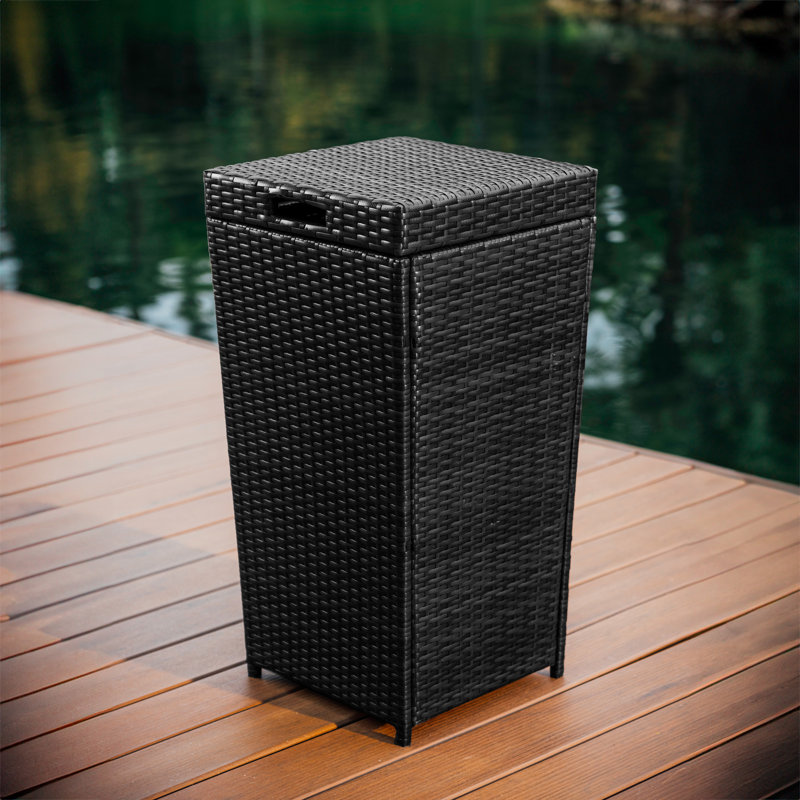 Poubelle d'extérieur en rotin 35 gallons Nestl, Noir