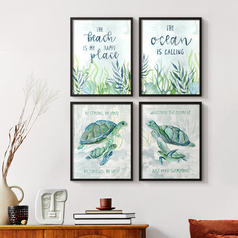 It's Game On II Framed Print - Set of 4, 32" H x 10" W, Walnut
