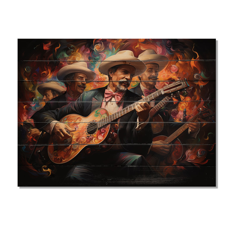 Mexique Mexique, mélodie musicale II sur bois, H 30 po x l 40 po x P 0,78 po