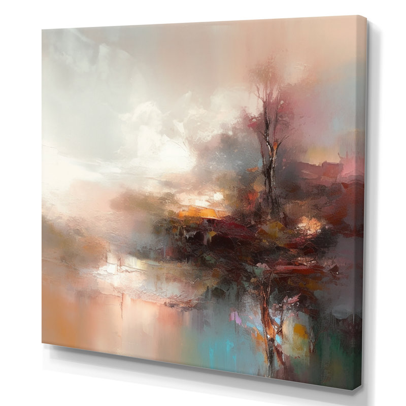 «Brown Abstracted Nature IV», art mural abstrait, H 24 po x l 24 po x P 1 po, Toile tendue