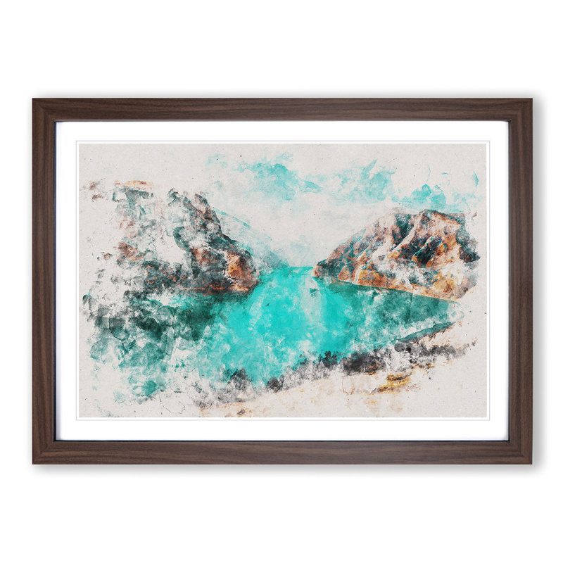 Lake Between the Mountains - Picture Frame Painting Print, Walnut Framed, 36cm H x 48cm W x 2cm D