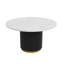 Table de salle à manger Voa, 54 po, plateau en marbre blanc, base en roseau noir
