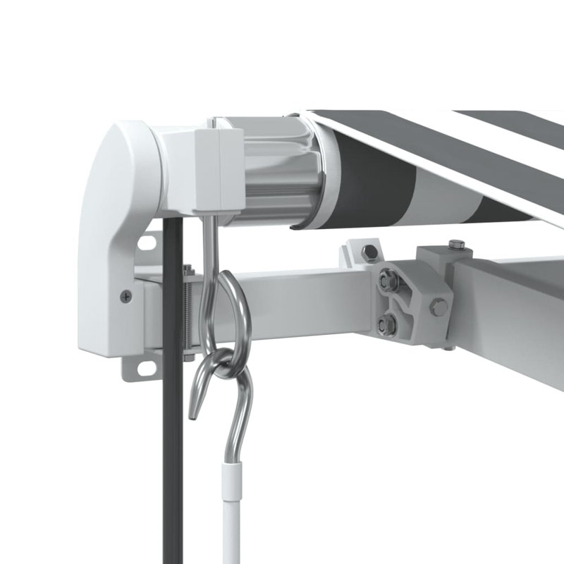 Automatic Retractable Awning 500X350 Cm, Striped, White/Anthracite