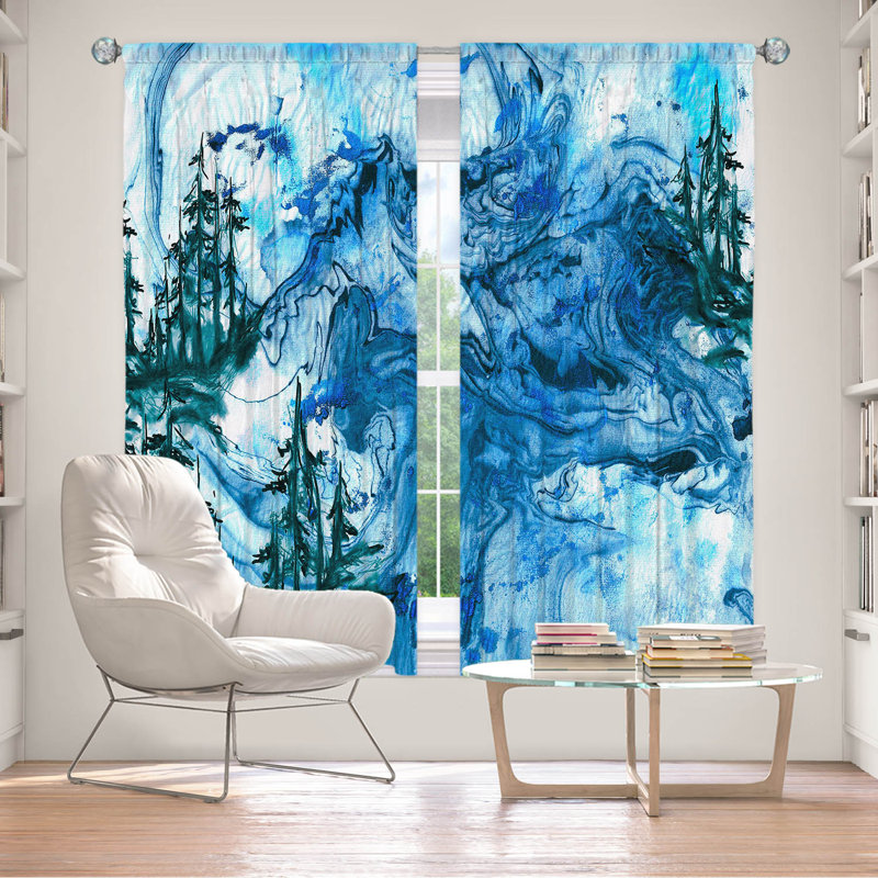 Rideau en polyester, Bleu, L 40 po x L 82 po