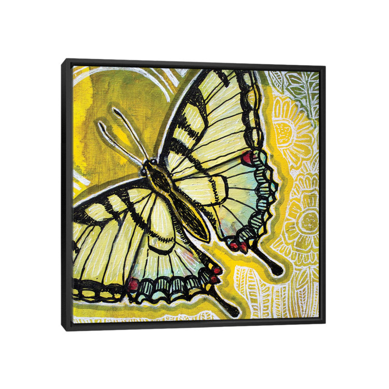 Sunny Swallowtail by Lynnette Shelley - Painting on Canvas, 66.04 cm H x 66.04 cm W, Black Floater Frame