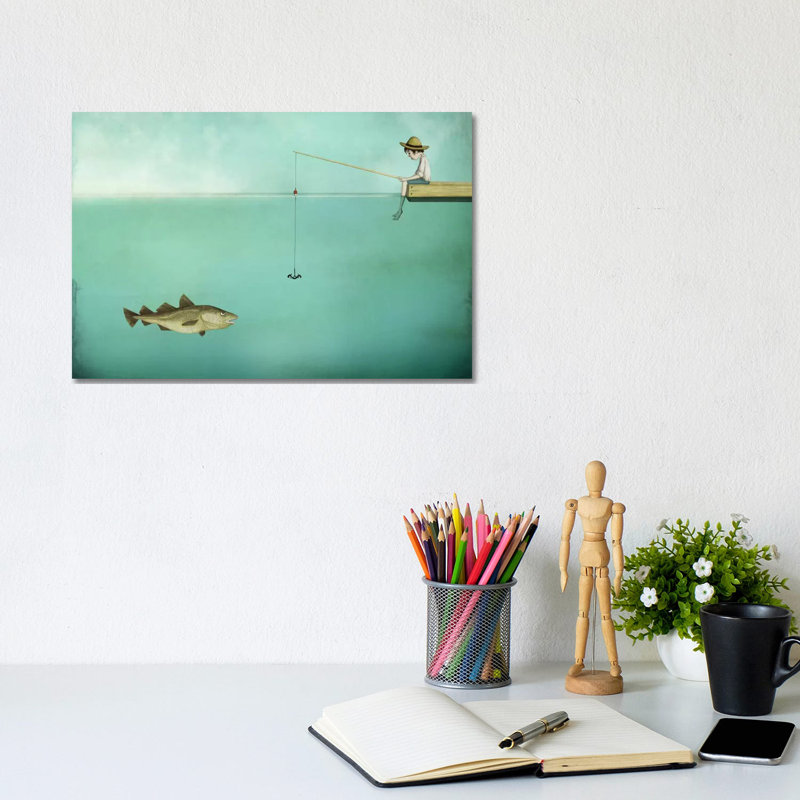 Fish by Majali - Wrapped Canvas Painting, 20.32 cm H x 30.48 cm W