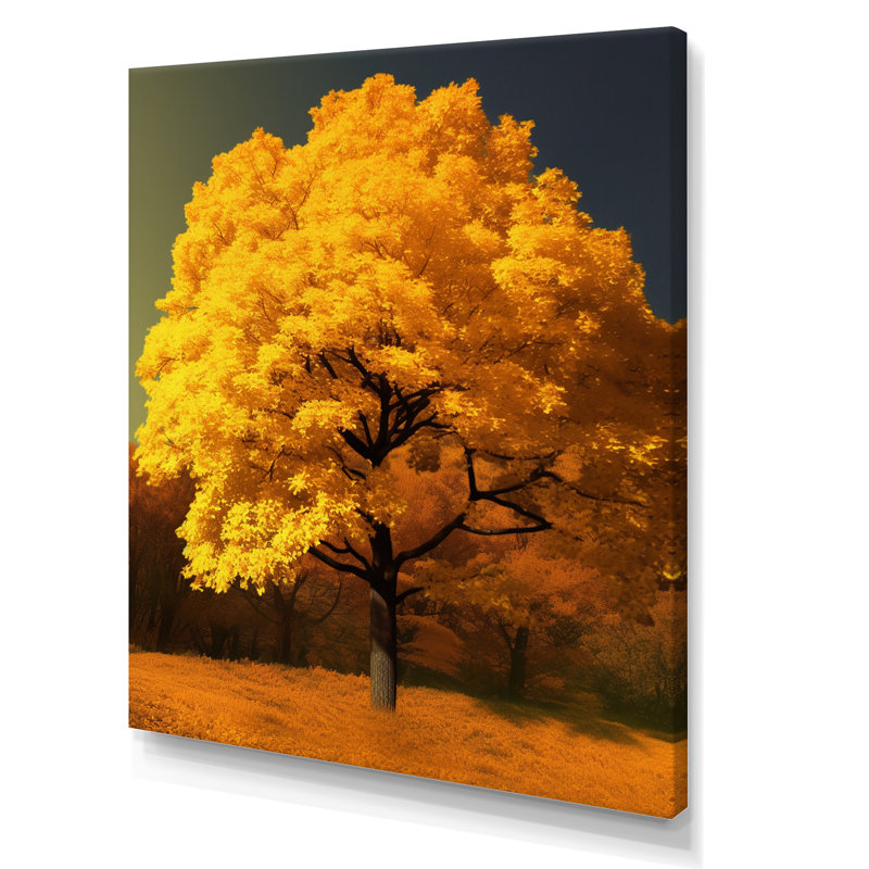 Le plus bel arbre jaune sur toile, Toile tendue, H 32 po x l 16 po x P 1 po