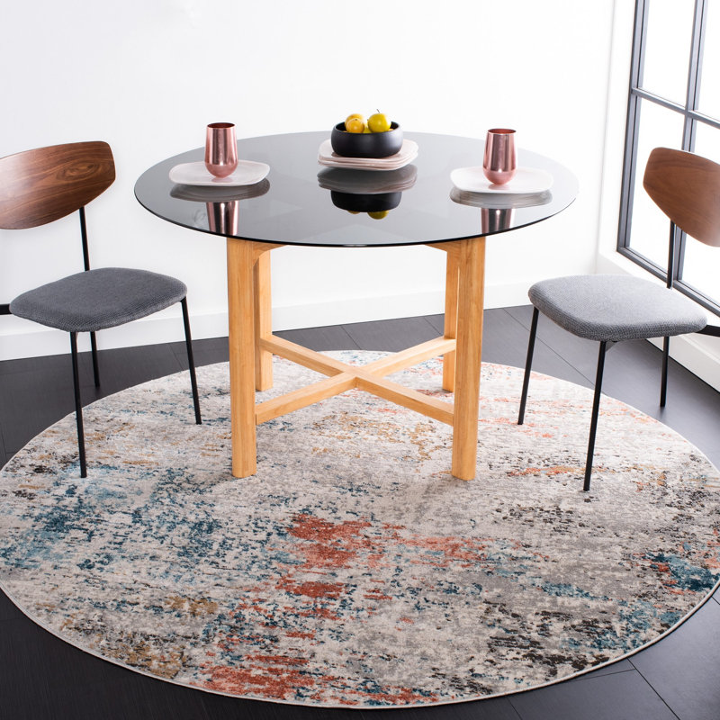 Tapis gris / rose Cheriton, Rond 6 pi 7 po