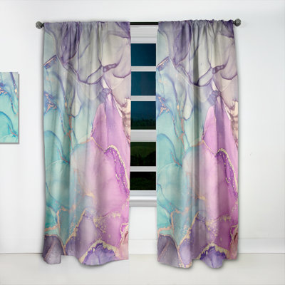 Purple And Blue Liquid Art V - Abstract Curtain - Velvet Room darkening - 1 panel