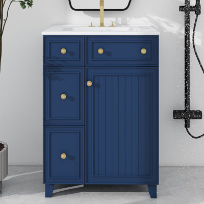 Meuble-lavabo 24 po avec lavabo en céramique 2 tiroirs et 1 porte