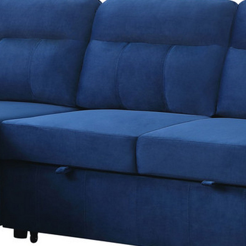 Canapé-lit modulaire réversible en tissu 96,5 po, Velours bleu, Réversible