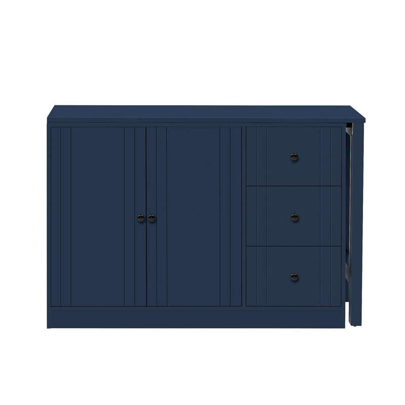 89.7''Wooden Sideboard With Extendable Table,Multifunctional Storage Cabinet With 2 Doors And 3 Drawers,For Living Room,Study,Foyer And Kitchen