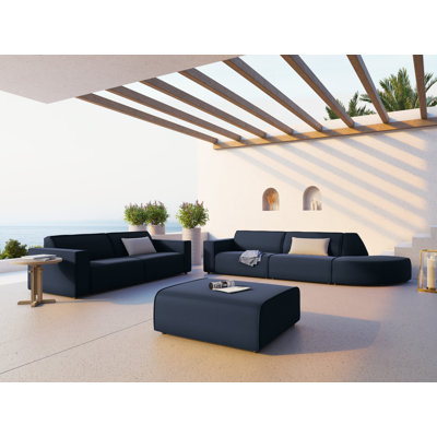 220cm Wide Wood Patio Sofa with Cushions