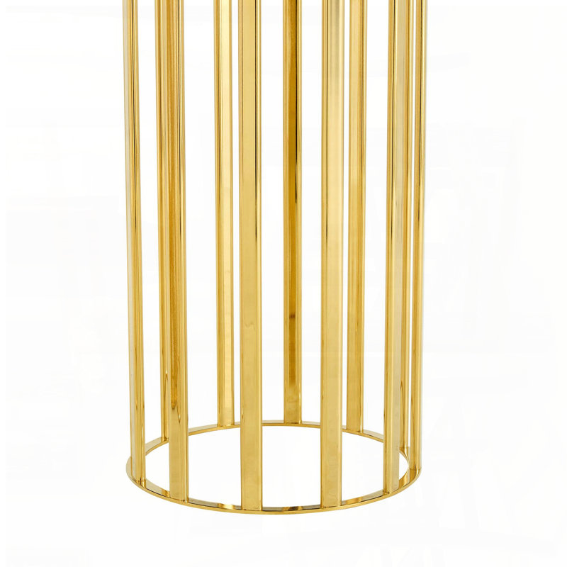 Table de salle à manger ovale en verre trempé avec base à double colonne dorée (71 po, sièges 6-8), Doré