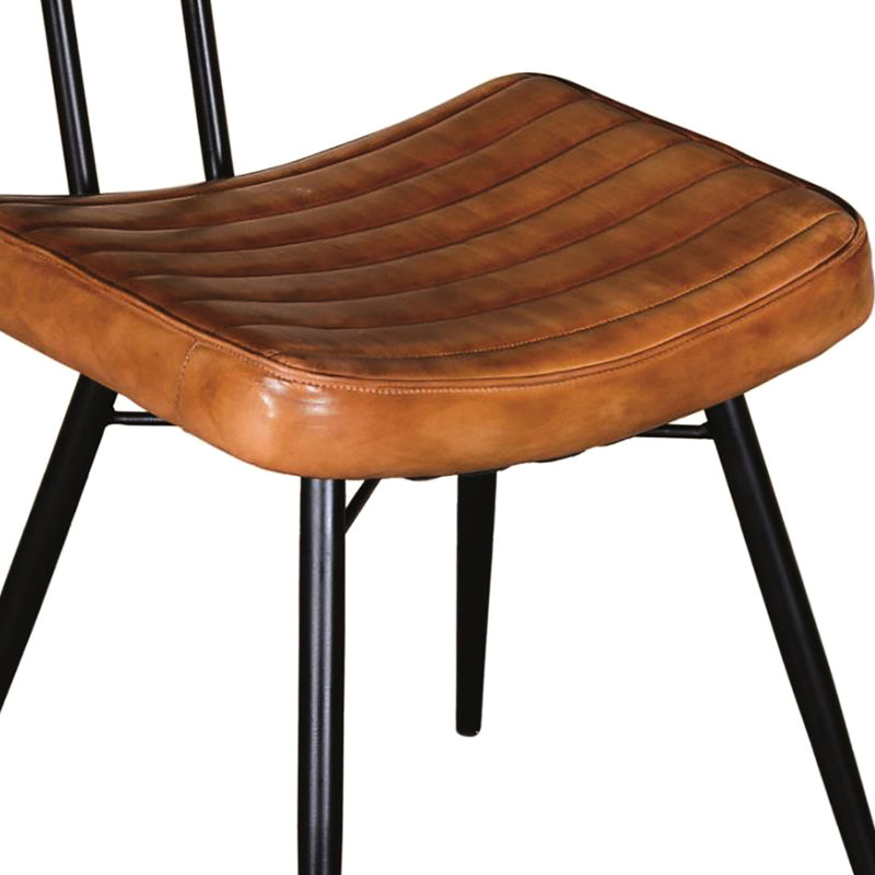 Chaises d'appoint en chameau de 2 pieds en métal noir - chaises de salle à manger de style industriel 2 pièces
