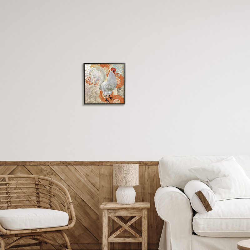 «Floral Chicken Kitchen Collage» par Evelia Designs - cadre flottant, impression sur bois, H 12 po x l 12 po x P 1,5 po