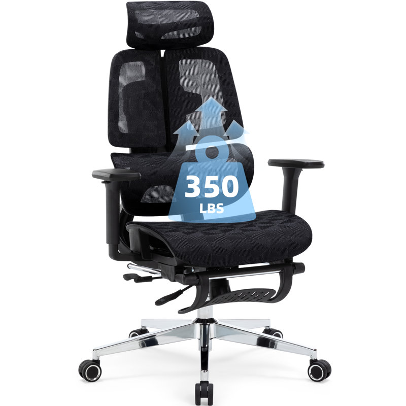 Chaise de bureau ergonomique à double dossier avec repose-pieds Michaelena, profondeur de siège réglable et soutien lombaire adaptatif