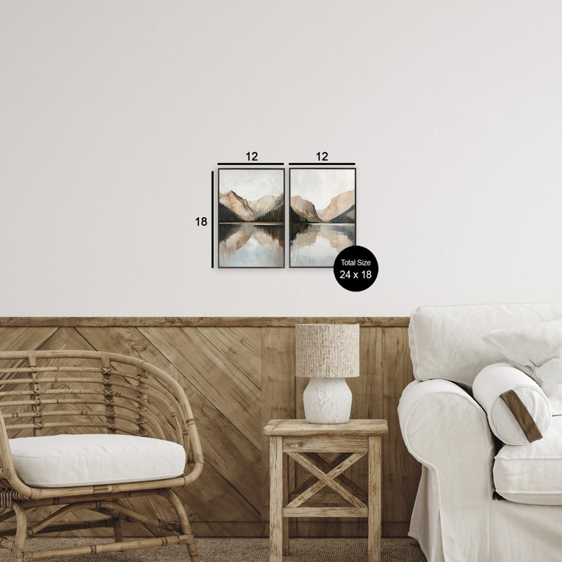 Ensemble de giclée encadrée rustique 2 pièces, H 18 po x l 12 po, Giclée encadrée noir minuit