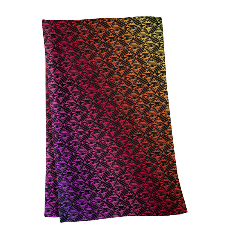Serviette de thé art déco de substitution, Sergé de coton, Mauve / Rouge