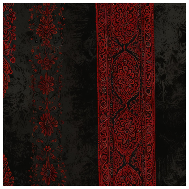 Red Black Floral Patterns Blankets, 50in W x 60in H