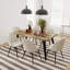 Ensemble de salle à manger moderne 7 pièces avec table en bois à bords ondulés 63 "pour 6 à 8 personnes-785899918-785899919