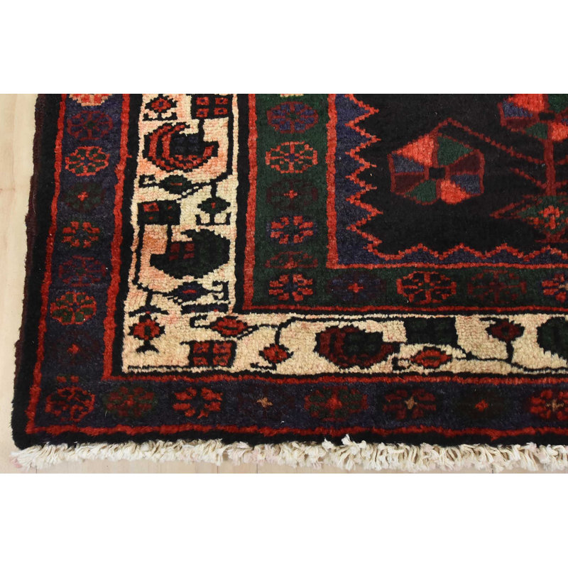 Tapis noir en laine des années 1970 5 pi x 9 pi 7 po Estrellita