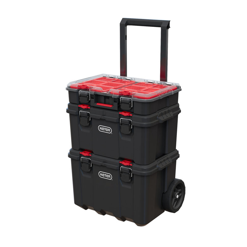 Black Resin Rolling Tool Box System with Modular Storage