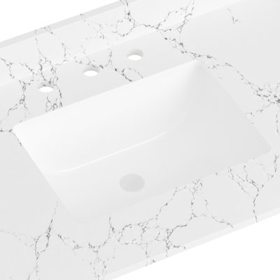 36 Engineered Stone Bathroom Vanity Top with Rectangular Undermount Ceramic Sink and Backsplash