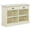 Console Bely Farmhouse avec 2 tiroirs et tablettes de rangement ouvertes-133210808