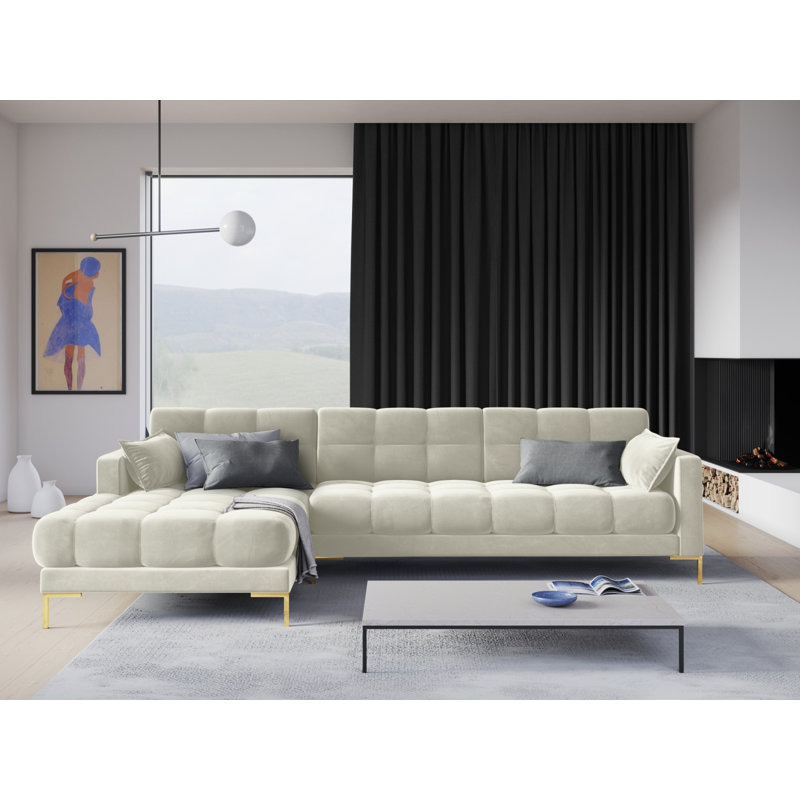 Adoraim 5 Seater Corner Sofa , Light Beige, Gold, Left Hand Facing