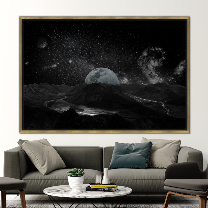 1 Piece Wall Art on Canvas, 50 cm H x 70 cm W, Floater Framed Print without Mat, Gold