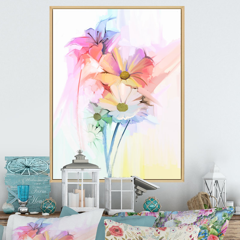 «Modern Gerbera Daisy Flower», reproduction d'art sur toile traditionnelle, H 20 po x l 12 po x P 1 po