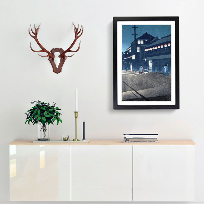 Evening by Hasui Kawase - Framed Print, 48cm H x 36cm W x 2cm D, Black Framed